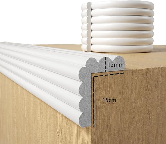 Baby Proofing Wall Corner Protector,Edge Guard Corner Protector,6.56ft Thinken Soft Corner Protectors Pre-Taped Soft Rubber Foam Edge Cushion for Furniture (White, 6.56Ft x 5.9" W x 0.47" Th)-CubbioJoy