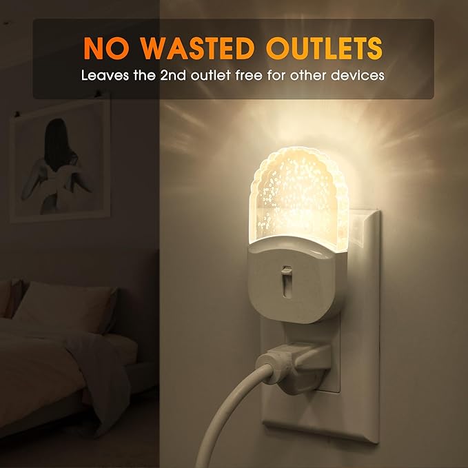 Bubble Night Light Plug in, LED Acrylic Night Light, 2 Pack, Decorative Dimmable Nightlight Dusk to Dawn Sensor, Soft 3000K Warm Nightlight for Bathroom, Hallway, Bedroom-CubbioJoy