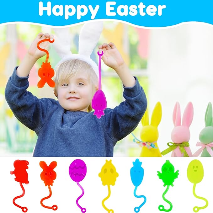 40 Pcs Easter Sticky Hands for Kids, Plastic Easter Eggs Fillers Basket Stuffers for Toddler Boys Girls Easter Eggs Hunt Games Party Favors Supplies Classroom Prizes Goodie Bag Fidget Sensory Toy Bulk-CubbioJoy