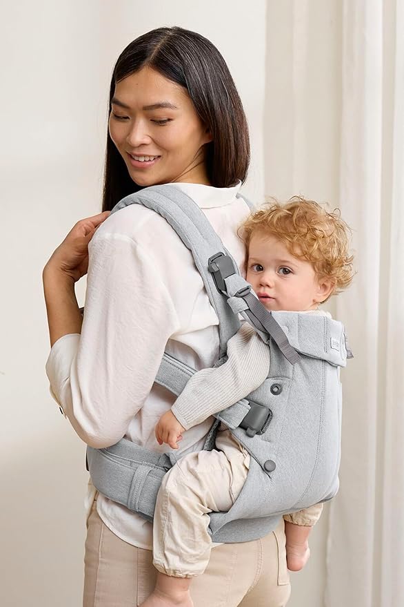 BabyBjörn Baby Carrier Harmony, Light Gray, Woven Mélange, 3-in-1 Ergonomic Baby Carrier, Newborn, Facing-in, Outward-Facing, and Back Carrying Positions Supported (7-40 lbs), Newborn to Toddler-CubbioJoy