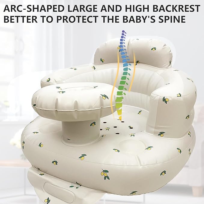 Baby Inflatable Seat for Babies 3-36 Months, Built in Air Pump, Olive Baby Support Seat Summer Toddler Chair for Sitting Up, Baby Shower Chair Floor Seater, Infant Back Support Sofa, Green-CubbioJoy