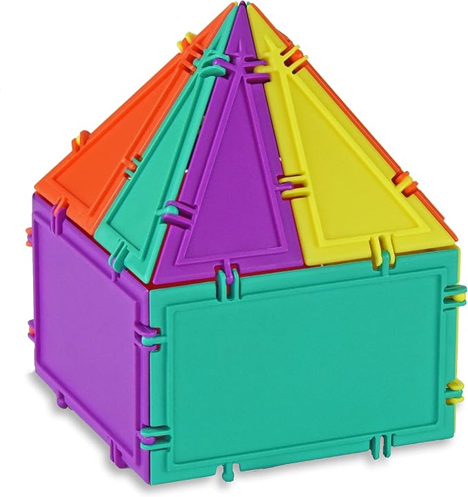3D Building Set for Learning Math, Includes Many Online Activities,32-pc, Made in USA (Triangle/Rectangle/Square)-CubbioJoy