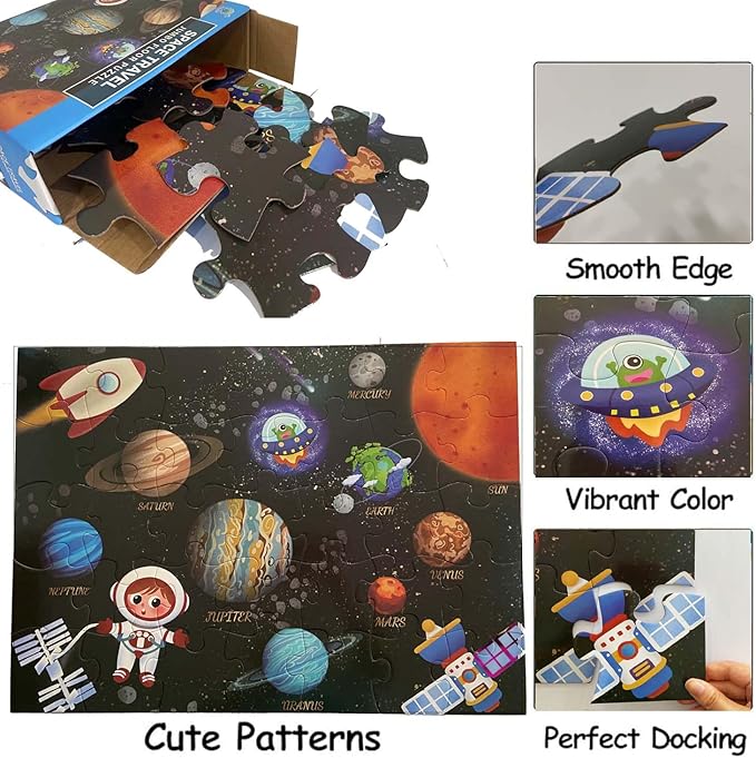 Jumbo Floor Puzzle for Kids, Large Jigsaw Puzzles 35 Piece for Kids Ages 3-5,Preschool Learning & Education Toys, Gifts for 4-8 Year Old Boys and Girls (Solar System Planet)-CubbioJoy