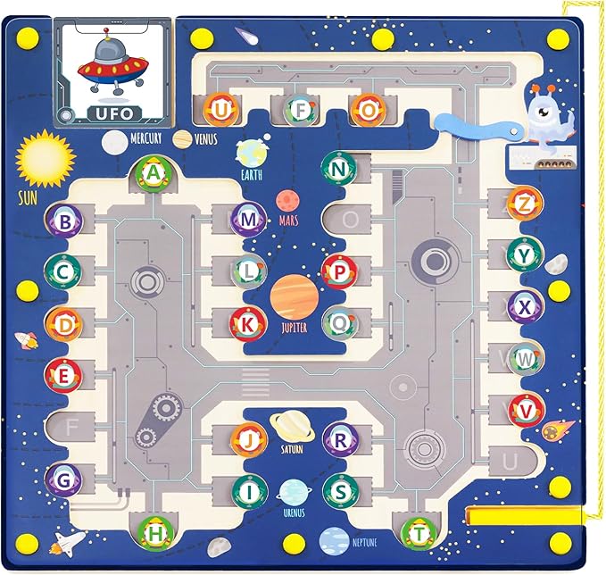 deli Magnetic Alphabet Maze, Wooden Montessori Toys for Tolddlers, Learning Educational Fine Motor Skills Toys for Kids 3 4 5 Year Old Gifts-CubbioJoy