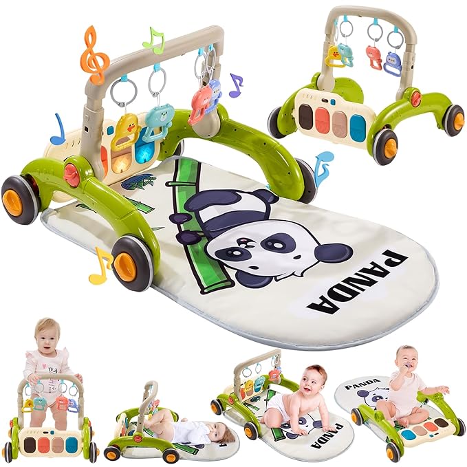 Baby Play Gym Walker Kick and Play Piano Gym Musical Tummy Time Mat for Boys Girls Infant Newborn Gifts (Panda Upgraded)-CubbioJoy