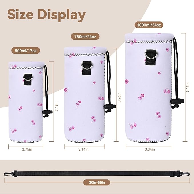 AUPET Water Bottle Bag Carrier,24oz/32oz Insulated Neoprene bottle Sling Holder Case Pouch Cover for 1000ML/750ML Bottles with Shoulder Strap for walking-CubbioJoy