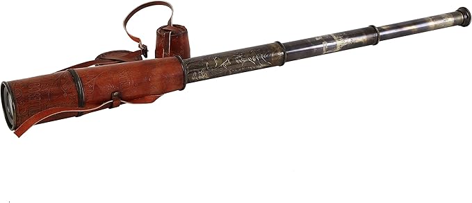 32-Inch Ship Captain Brass Telescope – Handmade Vintage Spyglass with Leather Case – Nautical Maritime Scope for Adults & Kids, Pirate Spy Glass Gift-CubbioJoy