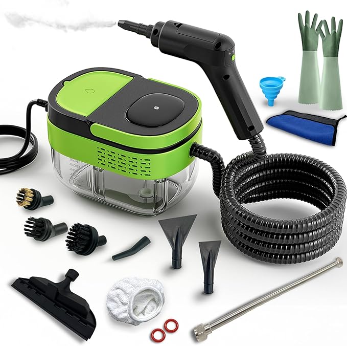 2500W Handheld Steam Cleaner,Portable Car Steamer For Auto Detailing,High-Temperature and Pressure Steam Cleaner For Home, Steam Cleaning Machine for Furniture,Kitchen,Grout,Floor,Tile (09-Green)-CubbioJoy