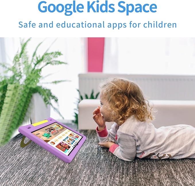 JREN Kids Table 10.1" ｜Android 14 Tablet for Kids｜64GB Storage｜Octa-Core｜WiFi ｜Cameras｜Parental Control｜Kids Content｜Case Included Great Gift for Children Ages 3-12 Years Old Purple-CubbioJoy