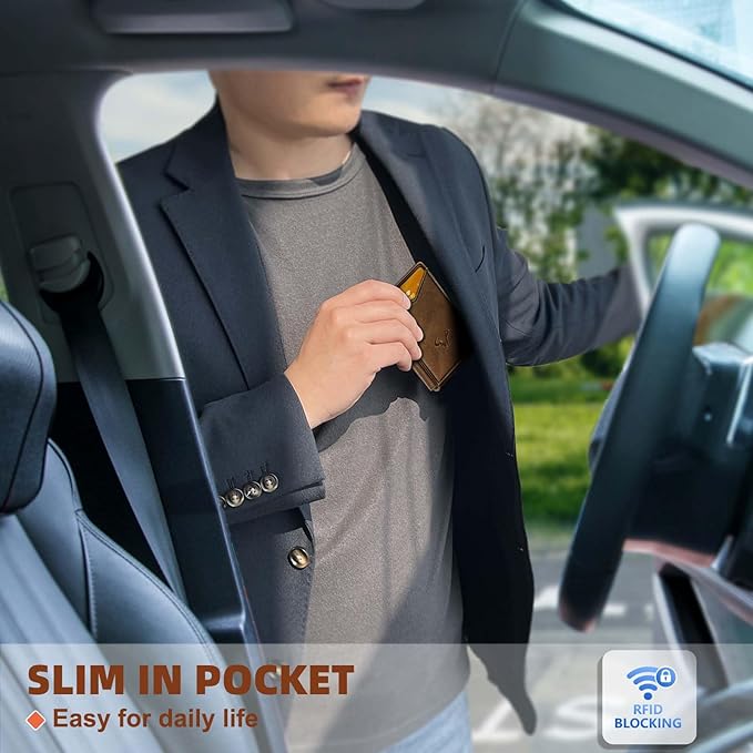 BULLIANT Men Wallet,Money Clip Wallet Slim For Gift Men 9Cards-Metal Credit Card Case in Magnetic Leather Flip-CubbioJoy