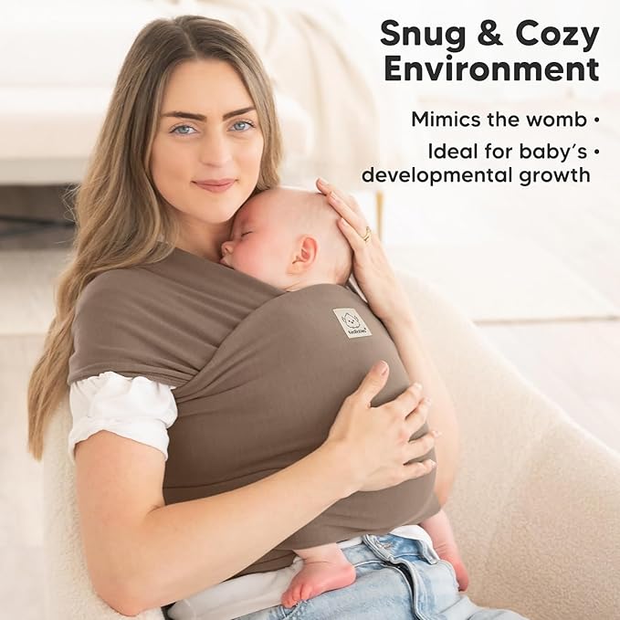 KeaBabies Baby Wrap Carrier - All in 1 Original Baby Carrier Newborn to Toddler Sling, Easy to Wear, Hands Free Bonding, Lightweight, Breathable Infant Wraps (Saddle Brown)-CubbioJoy