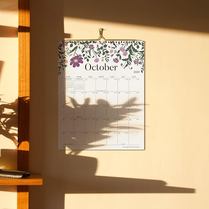2025 Wall Calendar, Calendar 2025, Floral Design Wall Calendar with Thick Paper, 18 Months Runs From July 2025 - December 2026, 12" x 15", Twin-Wire Binding, Perfect for Planning (Flower)-CubbioJoy
