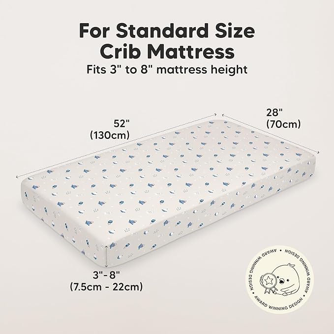KeaBabies 2-Pack Organic Crib Sheets for Boys, Girls - 52x28 Fitted Crib Mattress Sheet Neutral, Breathable Jersey Cotton Cover for Baby Bed, Toddler Mattress, Soft & Cute Prints (Cosmo)-CubbioJoy