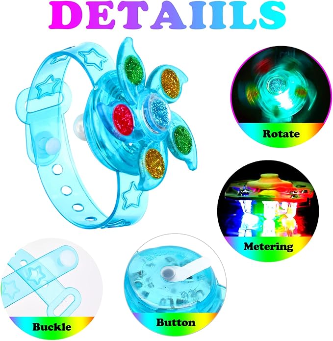 30PCS Spinner Bracelets Light Up Party Favors For Kids 4-8-12, Glow Bracelet Glow in The Dark Party Supplies Light Up Toys, Classroom Kids Prizes Goodie Bag Stuffers, Easter Egg Fillers Gift (30)-CubbioJoy