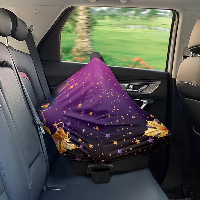 Binienty Black Cat Car Seat Covers for Babies Galaxy Pumpkin Cats Moon Nursing Covers Stretchy Breastfeeding Scarf Multi Use Carseat Covers for Stroller-CubbioJoy