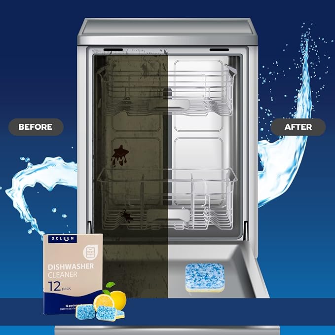 Dishwasher Cleaner and Deodorizer Tablet - Helps Remove Limescale, Mineral Buildup and Odor - Formulated to Clean Inside all Machines - 12 Cleaner Tablets…-CubbioJoy
