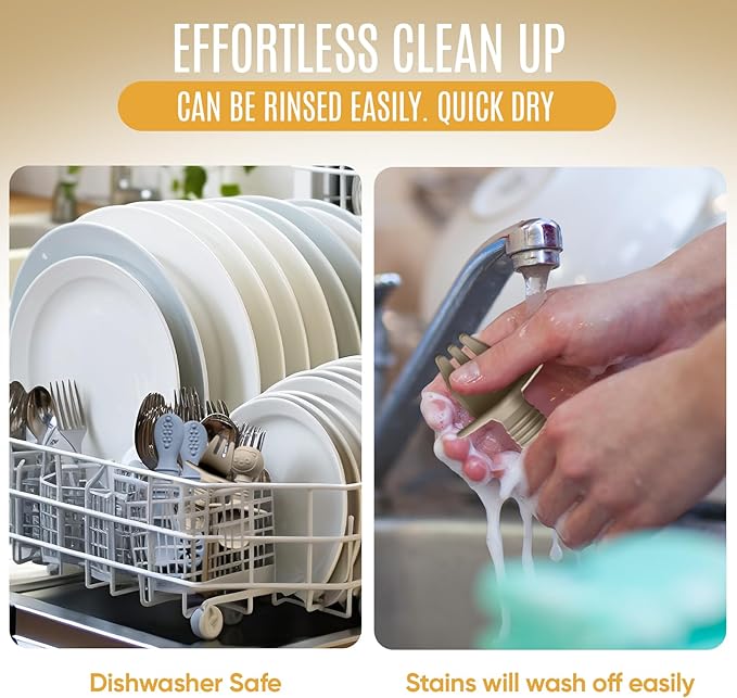 4pc Silicone Baby Spoons Self Feeding Baby Utensils 6-12 Months - 3 Baby Spoon - 1 Baby Fork - Toddler Cutlery Set - BPA Free, Dishwasher Safe - Baby Eating Essentials (Gray/Beige)-CubbioJoy