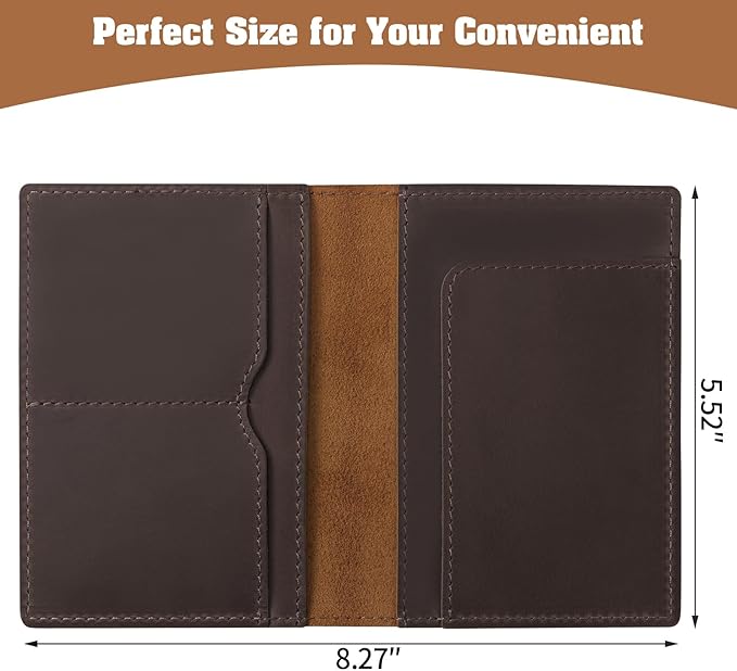 Jack&Chris Leather Passport Holder, Handmade Passport cover, Travel Wallet Cover Case for Men and Women, Leather Travel Documents Organizer Protector, JC107-CubbioJoy