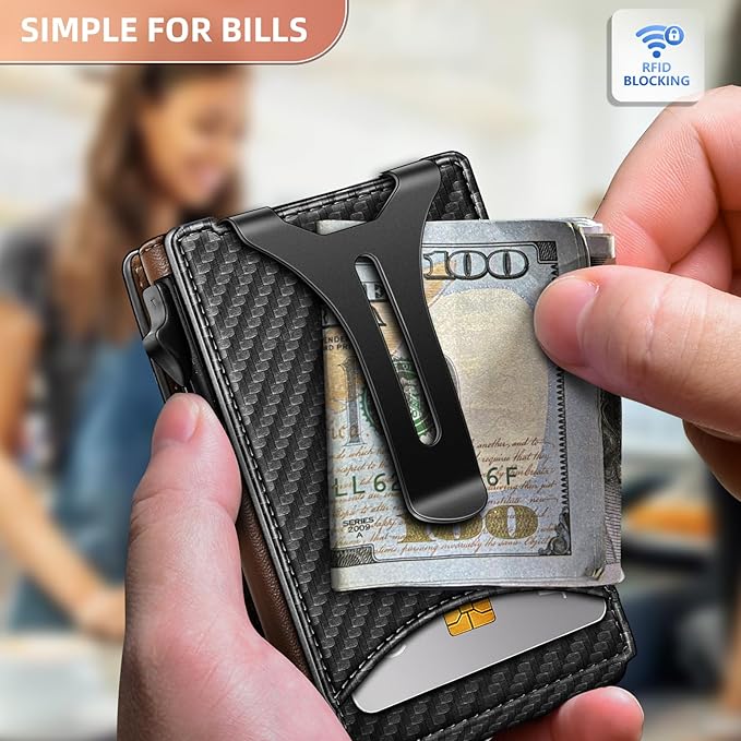 BULLIANT Men Wallet,Money Clip Wallet Slim For Gift Men 9Cards-Metal Credit Card Case in Magnetic Leather Flip-CubbioJoy