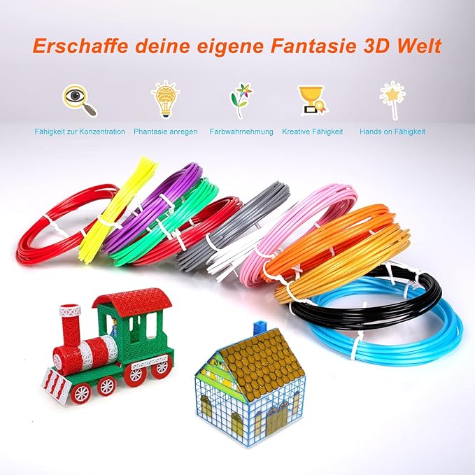 3D Pen Filament Refills 12 Colors Compatible with SCRIB3D MYNT3D PIKA3D 3D Pen for Kids Each Color 10Feet 1.75mm PLA 3D Printing Pen Filament Refills, NOT FIT 3Doodler Start Pen-CubbioJoy