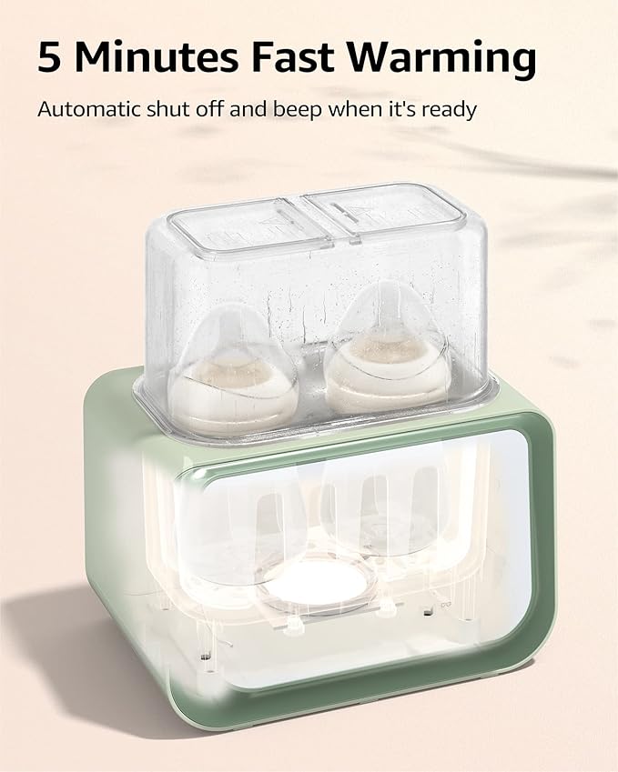 Baby Bottle Warmer, Grownsy 8-in-1 Fast Milk Warmer with Timer Breastmilk or Formula, Fits 2 Bottles, Accurate Temperature Control, with Defrost, Sterili-zing, Keep, Heat Baby Food Jars Function-CubbioJoy