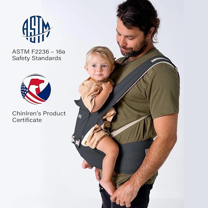 Baby Carrier, 3-in-1 Baby Carrier Newborn to Toddler with Hip Seat (Ergonomic M Position) for 0-36 Month/7-45lbs, Adjustable Size for Enhanced Lumbar Support, Perfect for On-The-go, Grey-CubbioJoy