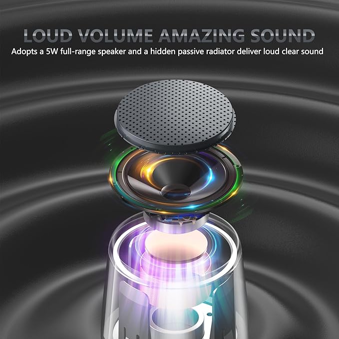 INSMY Small Bluetooth Speaker, Waterproof Mini Portable Wireless Speaker, Punchy Bass Rich Audio Stereo Pairing, Handheld Pocket Size Built in Mic for Hiking Biking Gift Laptop Tablet (Gray)-CubbioJoy