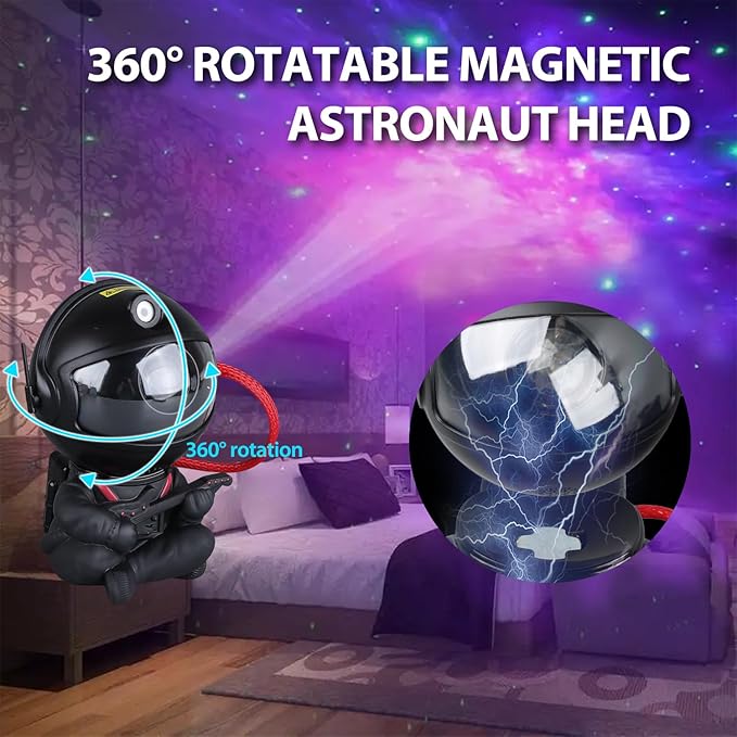 Astronaut Star Projector, Star Projector Galaxy Light for Kids，8 Modes Remote and 270° Adjustable Led Lights for Bedroom, Girls Room Decoration, Home Theater, Ceiling, Timer (Black Guitar)-CubbioJoy