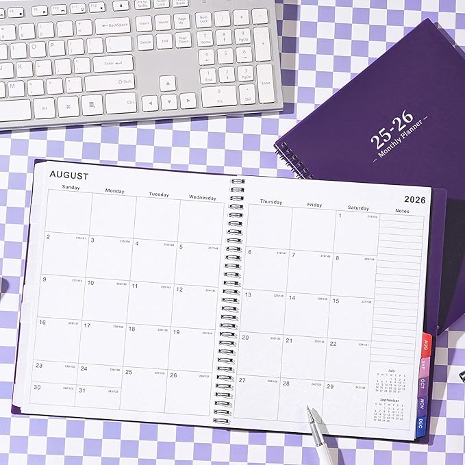 2026 Monthly Planner - JUL 2025 - DEC 2026 Planner, Planner with Colorful Tabs, 2025-2026 Calendar Planner for Daily Organizing - Waterproof Cover (8" x10", Monthly Pages & Notes, Purple)-CubbioJoy