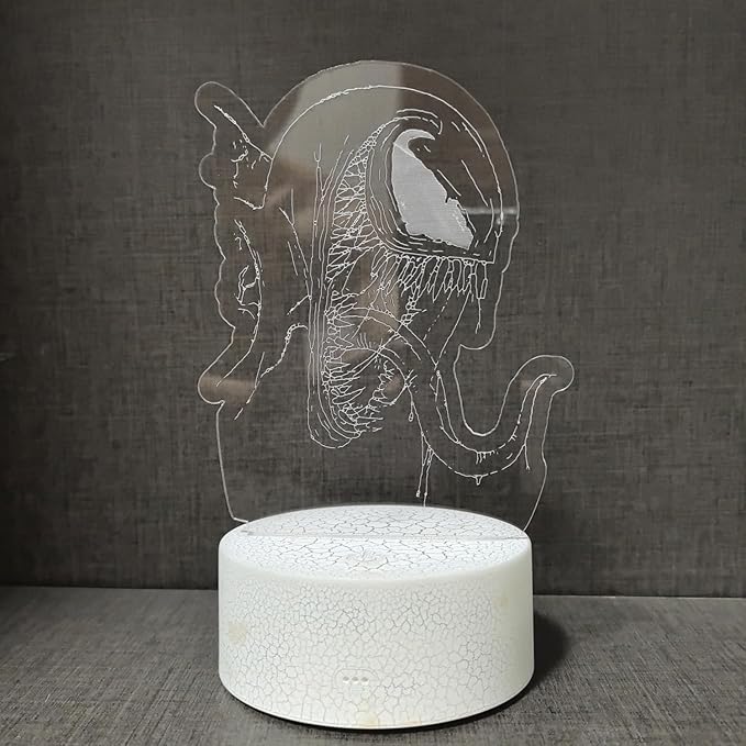 3D Night Light, Alien Monster Illusion Table Lamp with 16 Colors Remote Control Touch Lamp LED USB Night Light Desk Lamps Room Decorations Home Decor Holiday Birthday Light-CubbioJoy