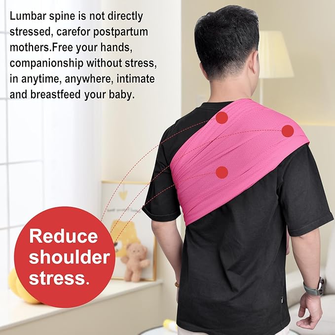 CUBY Water Baby Sling Carrier Lightweight Breathable Mesh Baby Wraps Carrier Adjustable Ring Sling Quick-Drying Baby Carriers Sling for Newborn Toddler Summer Swimming Pool Beach (Pink)-CubbioJoy