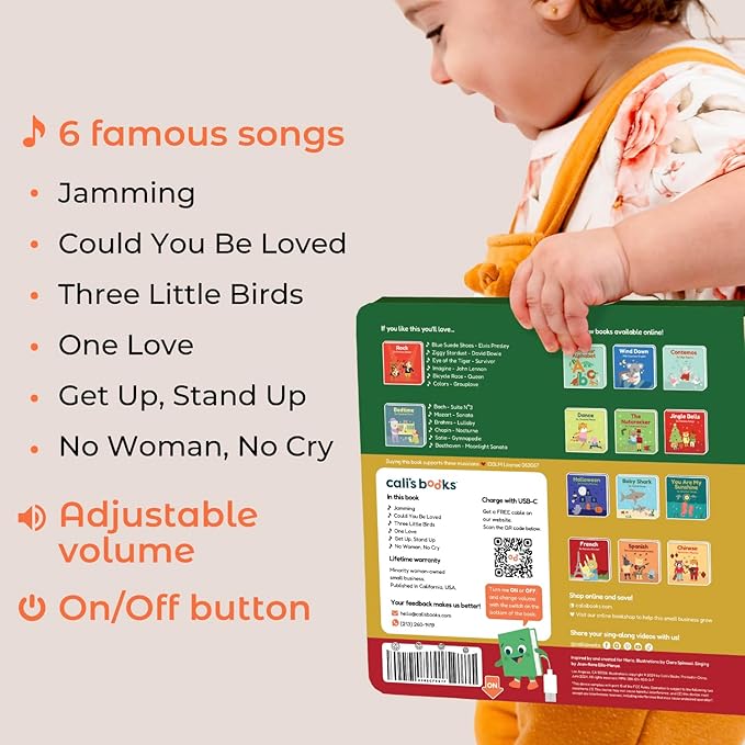 Cali's Books Reggae Musical Book for Toddlers 1-3 with Favorite Bob Marley Songs. Sound Book for Toddlers 1-3 for Kids-CubbioJoy