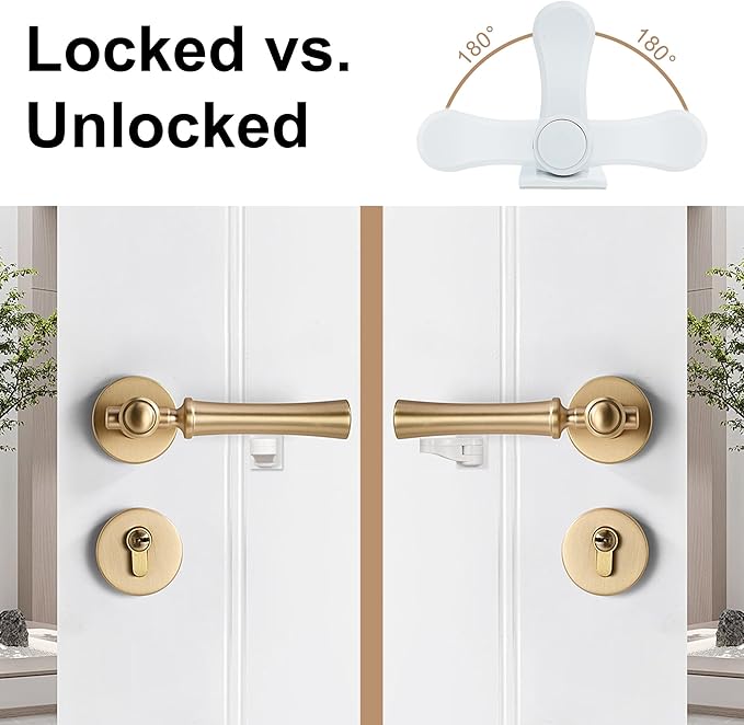 Child Proof Door Lever Lock(6 Pack) - Baby Proofing Door Handle Lock, 3M Adhesive & No DrillingNeed, Minimalist Design, Child Safety Door Handle Locks-CubbioJoy