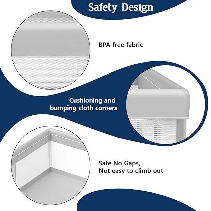 Baby Playpen 74x50 Inch, Playpen for Babies and Toddlers, Play Pen Indoor & Outdoor Active Center, Sturdy Safety Playard with Anti Slip Suction Cups, Skin-Friendly Fabric, Large Space Baby Fence-CubbioJoy