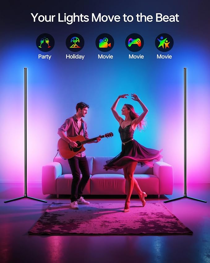 Corner Floor Lamp,RGB LED Corner Lamp with Smart APP Control Remote Control Color Changing Ambience Light with 16 Million DIY Color Changing for Bedroom Living Room and Game Room-CubbioJoy