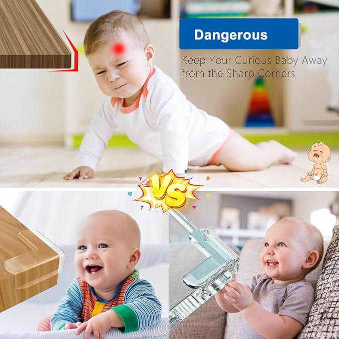 24 Pack Corner Protector for Baby, Corner Guards Corner Protectors for Furniture for Table Edges & Sharp Corners- Baby Proofing (L Shape+Round Shape)-CubbioJoy
