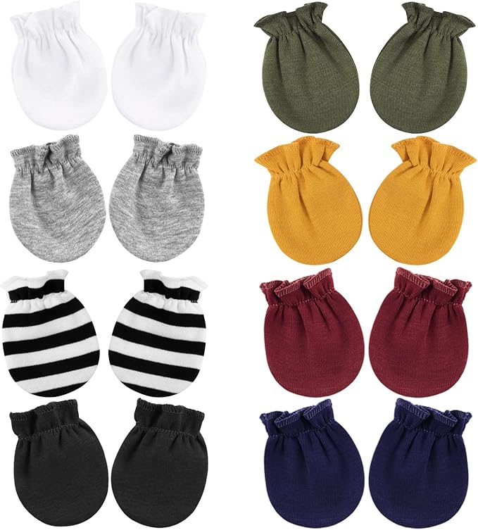 BQUBO Newborn Infant Toddler Mittens No Scratch Cotton Elastic Wrist Gloves Hypoallergenic for 0-6 Months Baby Boys Girls-CubbioJoy