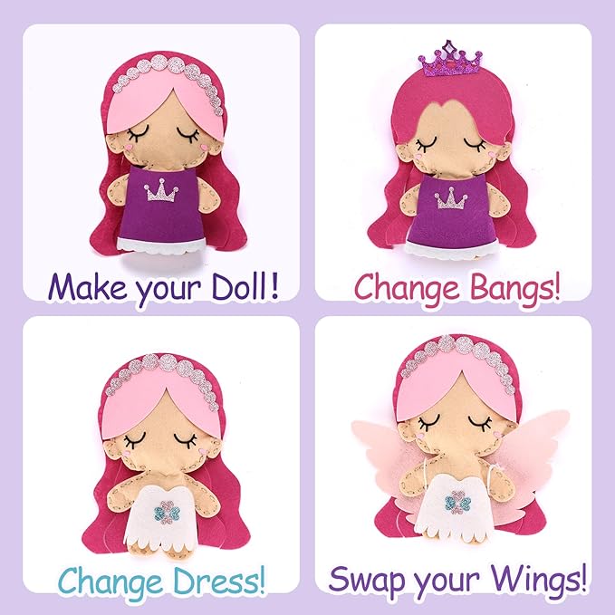 Cymbana Princess Felt Craft Kit for Girls Beginner Sewing Kit, Arts and Crafts for Kids Ages 8-12 Make Your Own Fashion Designer Kits-CubbioJoy