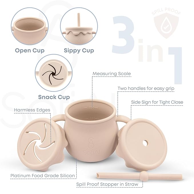 All In One Silicone Feeding Set - Safe for 6-12 Months - Non-Toxic Baby Led Weaning Supplies - Toddler Self Feeding Utensils - BPA-Free - Mess Free Essentials-CubbioJoy