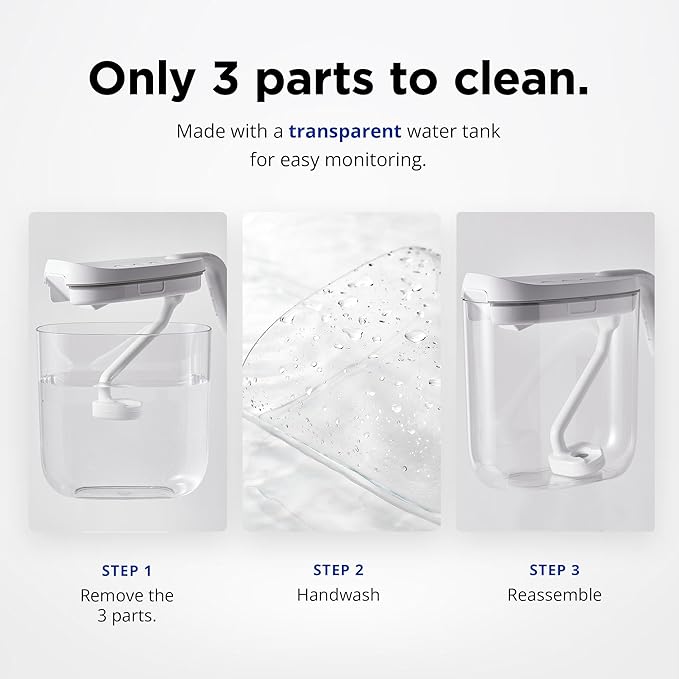 Carepod Mini 21P Ultrasonic Cool Mist Humidifier for Bedroom, Quiet & Safe for Baby, Transparent, Only 3 Washable Parts & Easy to Clean, Filter-Free, Automatic Shut-off, Lasts 20Hrs (0.74Gal/2.8L)-CubbioJoy