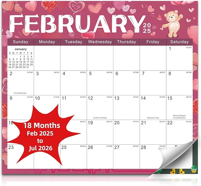 2025-2026 Magnetic Fridge Calendar 18 Monthly Magnetic Calendar for Refrigerator 2025-2026 Wall Calendar Planner Runs from February 2025 Until July 2026 Easy Organizing Markers Tearable (Festive)-CubbioJoy