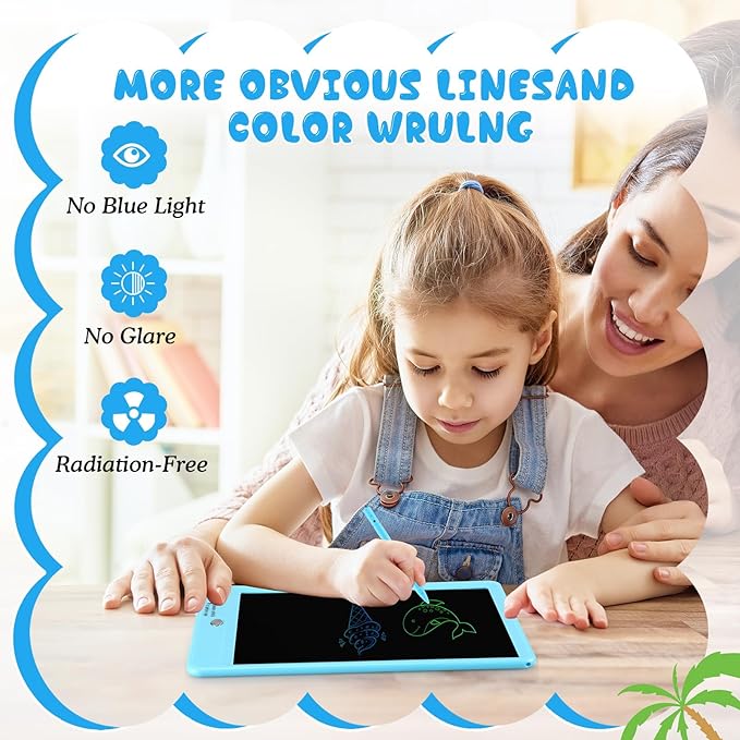 Decute Kids Toys LCD Writing Tablet with Stylus, 8.5 Inch Erasable Toddlers Doodle Board, Reusable Drawing Pad for Kids, Educational Christmas Birthday Gift for 3 4 5 6 7 8 Girls Boys Toddler Blue-CubbioJoy