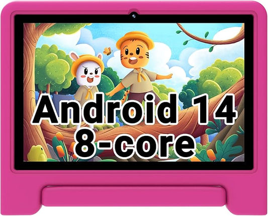 ApoloSign Kids Tablet 2025, 10.1 inch Tablet for Kids, Octa-core, 6 GB RAM, 64GB ROM Tablets for Toddlers with Parental Control, 8-hr Battery, Wi-Fi6, BT5.0, Droop-Proof Case (Pink)-CubbioJoy