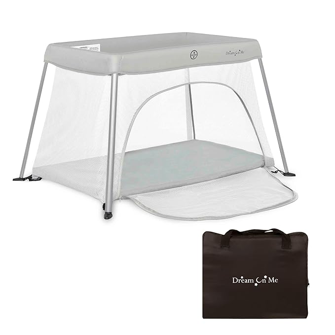 Dream On Me Travel Light Playard with Mesh Zipper Door in Grey-CubbioJoy