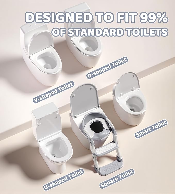 2-in-1 Toddler Potty Training Toilet Seat with Step Stool Ladder – Adjustable Height Potty Chair Urinal for Baby Boys Girls Age 1-3, Foldable Training Potty with Splash Guard & Anti-Slip Feet, Purple-CubbioJoy