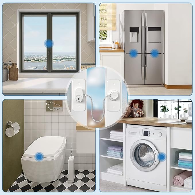 AOSITE Mini Fridge Locks for Kids No Drill Refrigerator Locks for Adults Cupboard Lock Child Safety Locks for Cabinets Drawer Locks Freezer Lock Baby Proofing (White, 2)-CubbioJoy