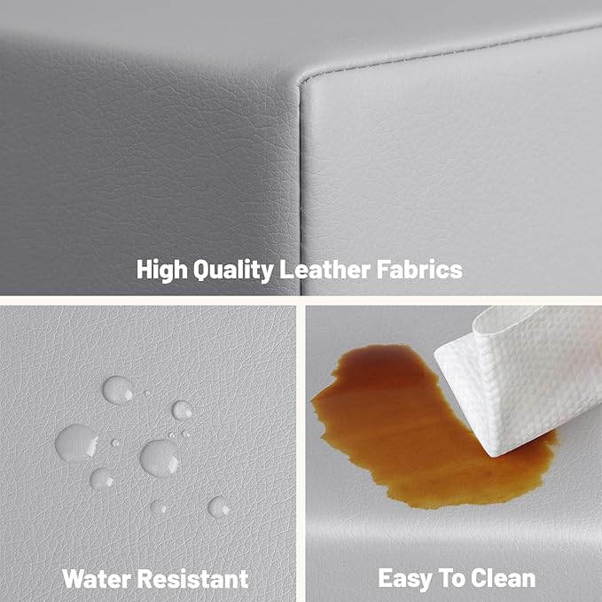 4-Piece PU Leather Baby Foam Climbing Blocks for Toddlers - Soft Play Climbing Toys for Toddlers - Foam Climbing Set for Crawling and Sliding Indoor (Gray)-CubbioJoy