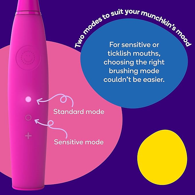 Burst Kids & Toddlers Electric Toothbrush (Purple) | Soft Bristles | Two Minute Timer | Rechargeable Battery | Easy-Grip Silicone Handle | 2 Modes for Healthy Smiles | Ages 3+-CubbioJoy