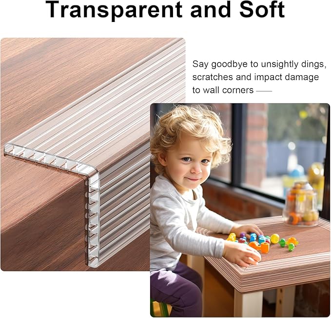 Baby Proofing 26.2ft Long (2.32" Wide),Clear Corner Protectors,Soft Edge Protectors Corner Guards Furniture Corner&Edge Safety Bumpers with Upgraded Strong Adhesive for Sharp Furniture & Table Edges-CubbioJoy