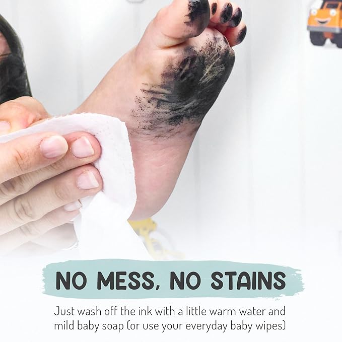 Baby Hand and Footprint Kit by Forever Fun Times | Get Hundreds of Detailed Prints with One Baby Safe Ink Pad | Easy to Clean, and Works with Any Paper or Card | Clean and Safe (Blue, Small)-CubbioJoy